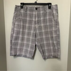 American Eagle Shorts Mens 38 Gray Plaid  Chinos 90s Y2K Casual Beach